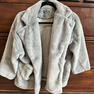 Chic Gray Faux Fur Coat